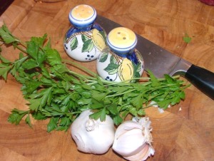 Key breadcrumb ingredients!...(that beautiful parsley is from my garden!)
